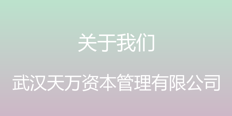 关于我们 - 武汉天万资本管理有限公司