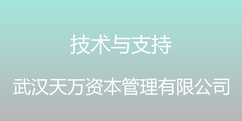 技术与支持 - 武汉天万资本管理有限公司