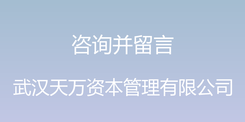 咨询并留言 - 武汉天万资本管理有限公司